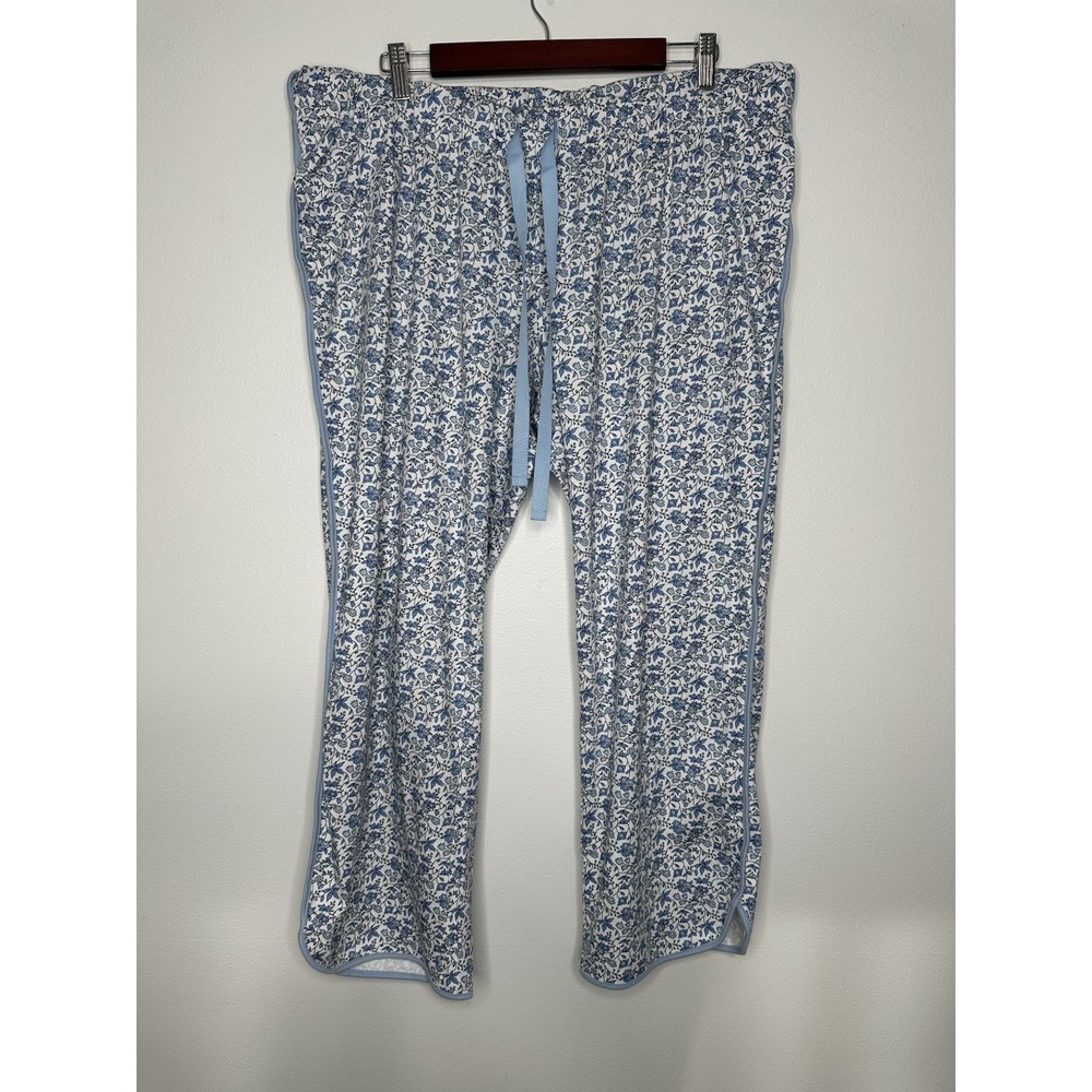 Lake Pajama Pants Size 2XL Delft‎ Blue Garden Floral Maternity Cotton